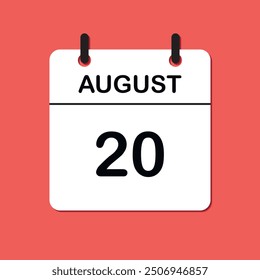 August 20. Daily Calendar icon for design. Simple design for business brochure, flyer, print media, advertisement. Easily editable.