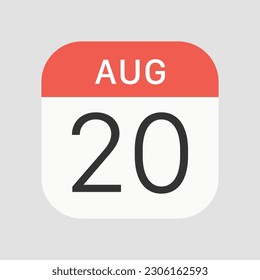 August 20 icon isolated on background. Calendar symbol modern, simple, vector, icon for website design, mobile app, ui. Vector Illustration