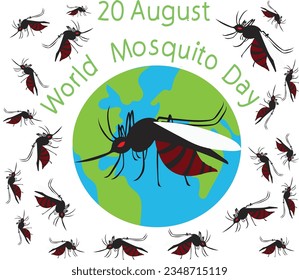 August 20 is World Mosquito Day
Vector illustration.