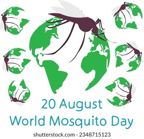 August 20 is World Mosquito Day
Vector illustration.