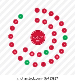 August, 2011 monthly calendar