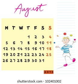 august 2013, calendar design with the risk-taker student profile for international schools