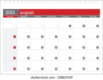 august 2013-planning calendar