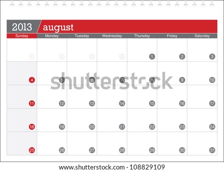 august 2013-planning calendar