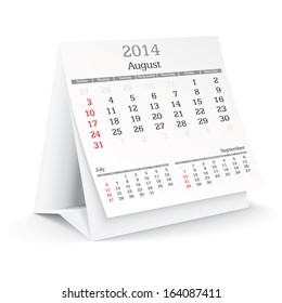 august 2014 - calendar - vector illustration