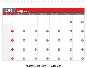 august 2014 planning calendar