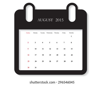 August 2015.Planning calendar for august 2015.Vector template.