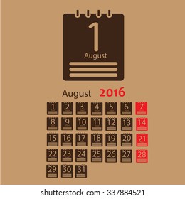 August 2016 Calendar