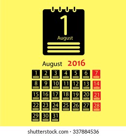 August 2016 Calendar