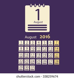 August 2016 Calendar