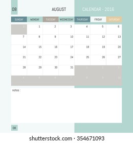 August 2016 Calendar