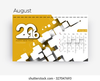 August 2016 calendar design.