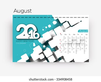 August 2016 calendar design.