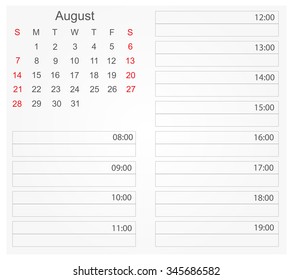 August 2016.Calendar planner 2016.Calendar vector template.