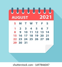 August 2021 Kalenderblatt - Illustration. Grafikseite der Vektorillustration