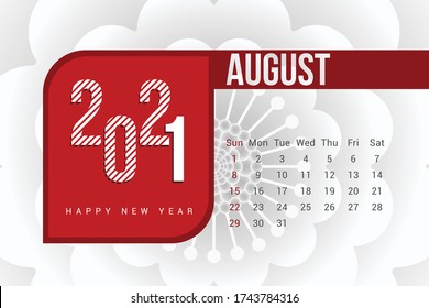 August 2021 Calendar Template Design with white Background. Week starts on Sunday. Calendar 2021 template Design Vector.