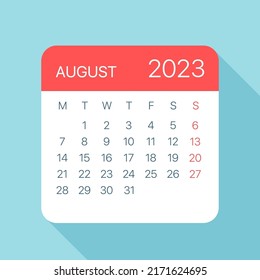 August 2023 Calendar Leaf - Illustration. Vector graphic page