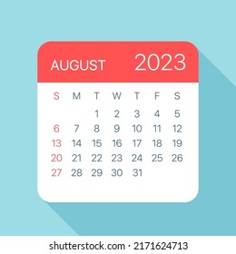 August 2023 Calendar Leaf - Illustration. Vector graphic page