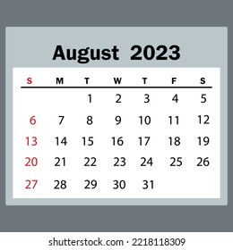  August 2023 calendar template is complete and can be changed