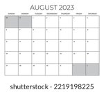 August 2023 Office Calendar Blank Home Office Monthly Planner Template