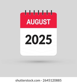 August 2025 Calendar Icon in flat design style on blank background