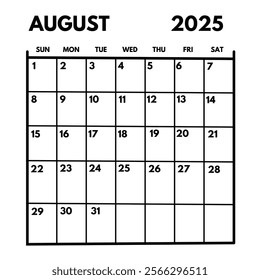 August 2025 Calendar: Month Planner