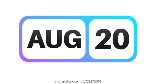 Fecha 20 de agosto en una página de calendario de un solo día.