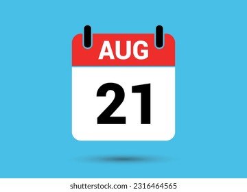August 21 Calendar Date Flat Icon Day 21 Vector Illustration
