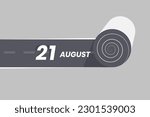 August 21 calendar icon rolling inside the road. 21 August Date Month icon vector illustrator.