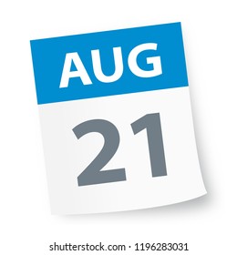 August 21 - Calendar Icon - Vector Illustration