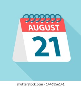 August 21 - Calendar Icon - Vector Illustration