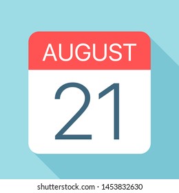 August 21 - Calendar Icon - Vector Illustration