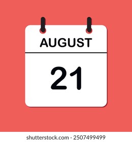 August 21. Daily Calendar icon for design. Simple design for business brochure, flyer, print media, advertisement. Easily editable.