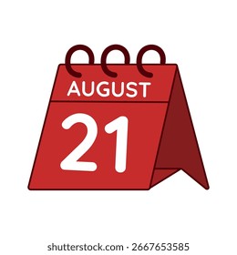 august 21 desk calendar vector on white background
Vector red calendar flat icon