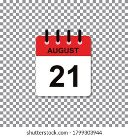 August 21st calendar day of month, vector illustration