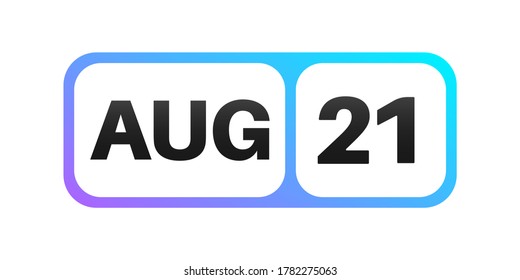 August 21st date on a single day calendar page.
