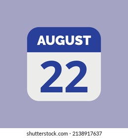 August 22 Calendar Date Icon