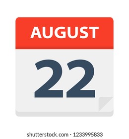 August 22 - Calendar Icon - Vector Illustration