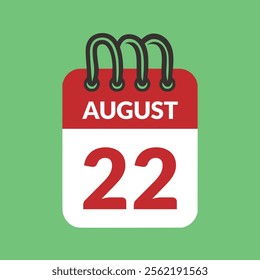 August 22 Calendar icon vector illustration.