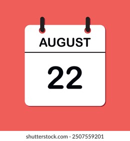 August 22. Daily Calendar icon for design. Simple design for business brochure, flyer, print media, advertisement. Easily editable.