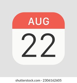 August 22 icon isolated on background. Calendar symbol modern, simple, vector, icon for website design, mobile app, ui. Vector Illustration