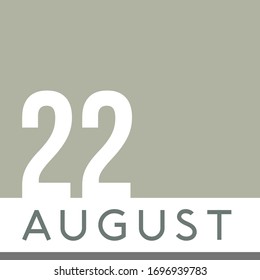 August 22nd Minimal Calendar Neutral Color. Vector illustration