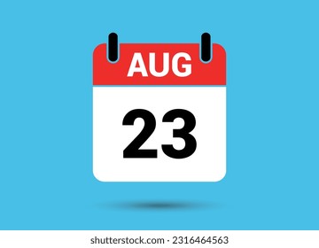 August 23 Calendar Date Flat Icon Day 23 Vector Illustration