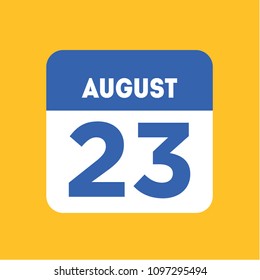 August 23 calendar date reminder icon. Holiday, wedding, birthday element. Important event. Specific number of the month
