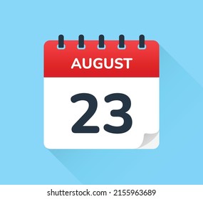August 23 - Calendar icon in flat design. Vector illustration