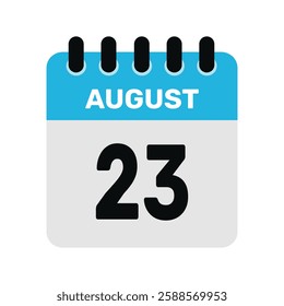august 23 calendar icon Vector page month design illustration