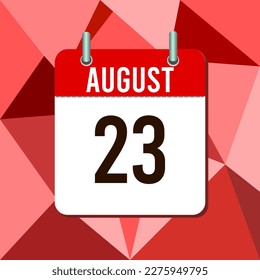 August 23, calendar vector illustration, isoleted on colorful monochromatic triangles background