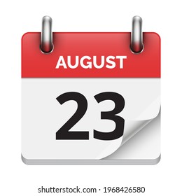 August 23 flat daily realistic calendar icon date vector image