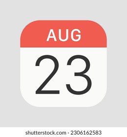 Icono del 23 de agosto aislado en segundo plano. Símbolo de calendario moderno, simple, vector, icono para el diseño de sitios web, aplicación móvil, ui. Ilustración vectorial