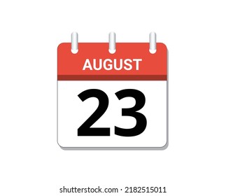 August, 23rd calendar icon vector, concept of schedule, business and tasks
